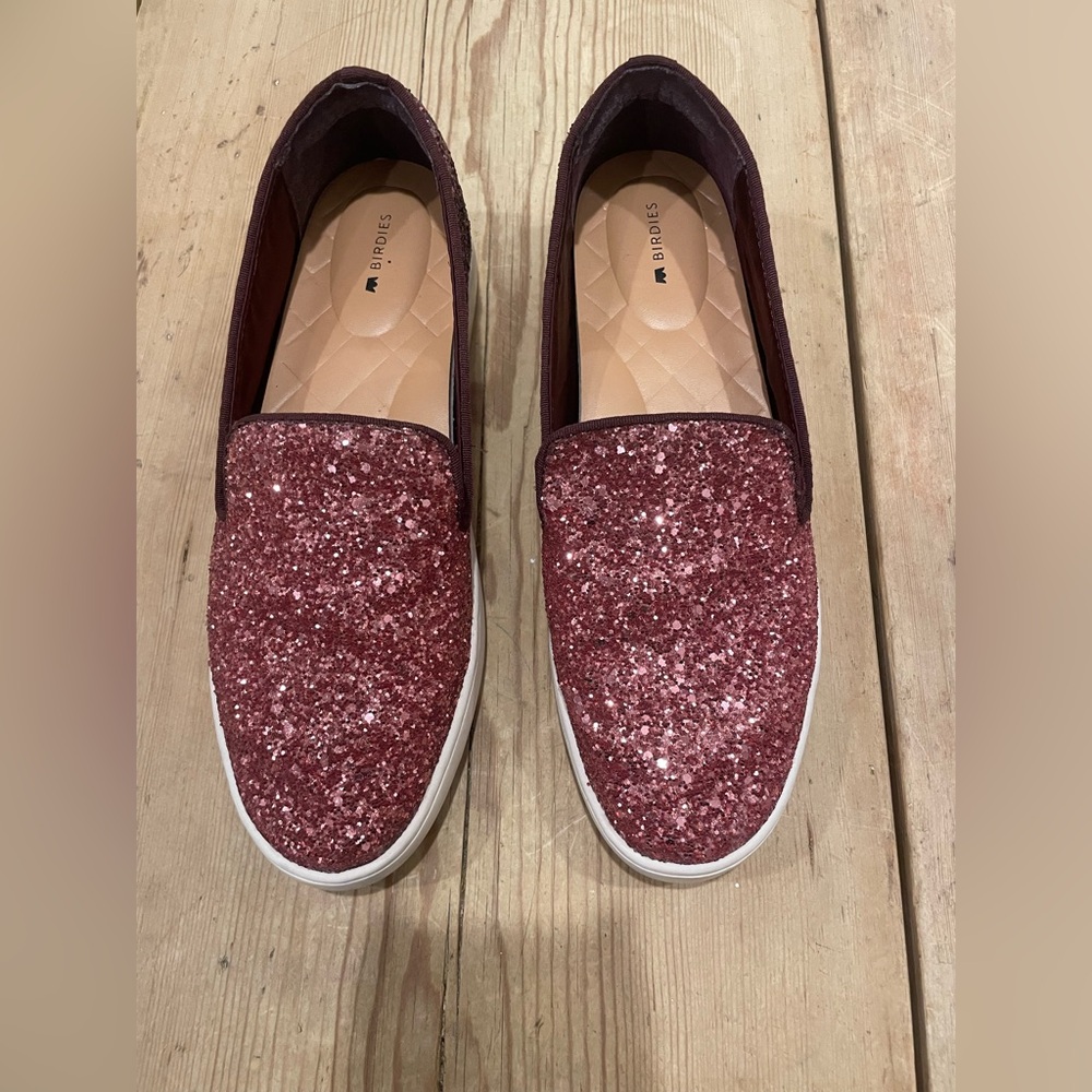 Birdies Women's Sparkly Slip-On Sneakers - Burgundy